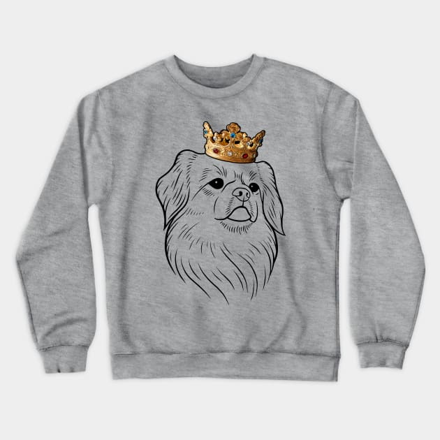 Tibetan Spaniel Dog King Queen Wearing Crown Crewneck Sweatshirt by millersye